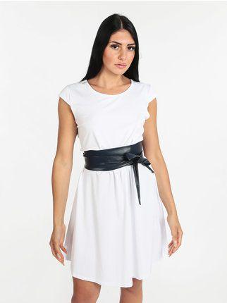 Robe col rond manches courtes femme