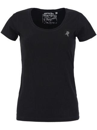 Round neck women's T-shirt  solid color with rhinestones