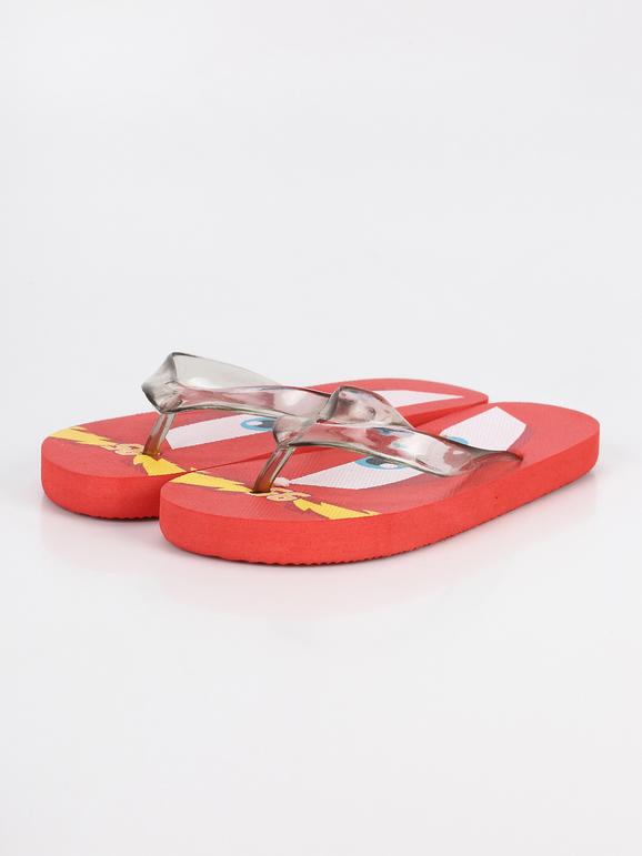 Rubber flip flops with cars print
