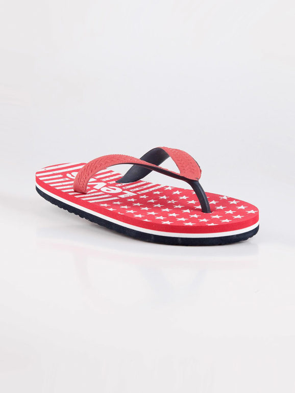 Rubber flip flops with print  red