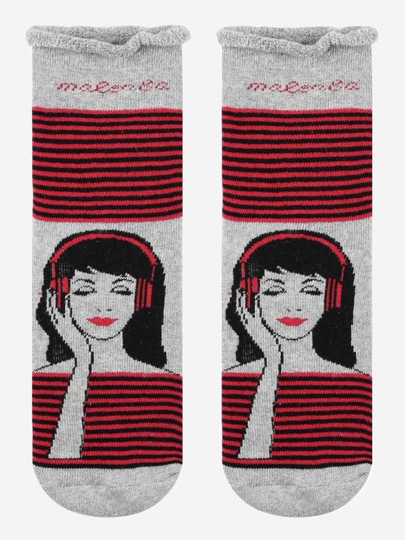 Rutschfeste Socken für Mädchen aus warmer Baumwolle mit Prints