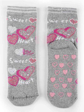 Rutschfeste Socken für Mädchen mit Herzen
