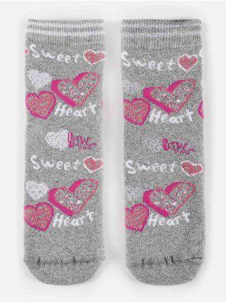Rutschfeste Socken für Mädchen mit Herzen