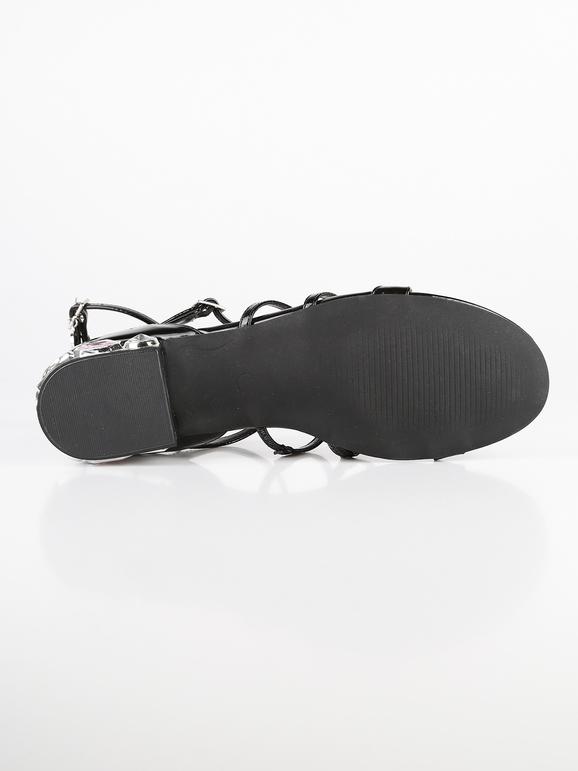 Sandales plates avec bride cheville  noir
