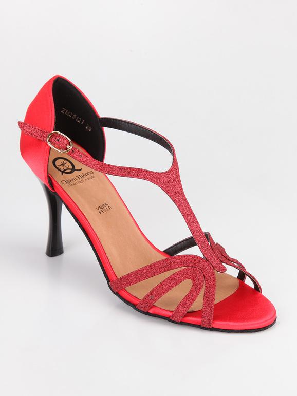 Sandali da ballo con glitter rosso