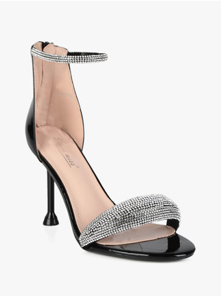 Sandals with rhinestones and stiletto heel