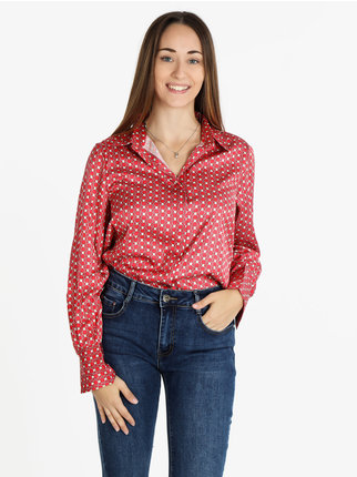 Satin effect shirt with print for women