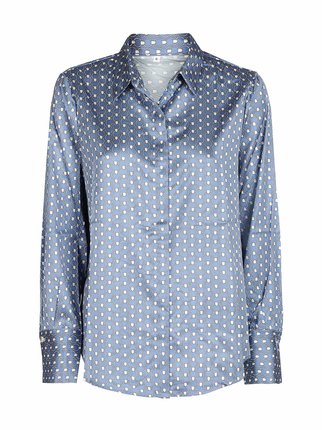 Satin effect shirt with print for women