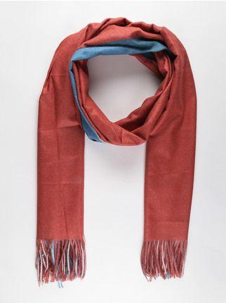 Scarf with fringes and color blocks