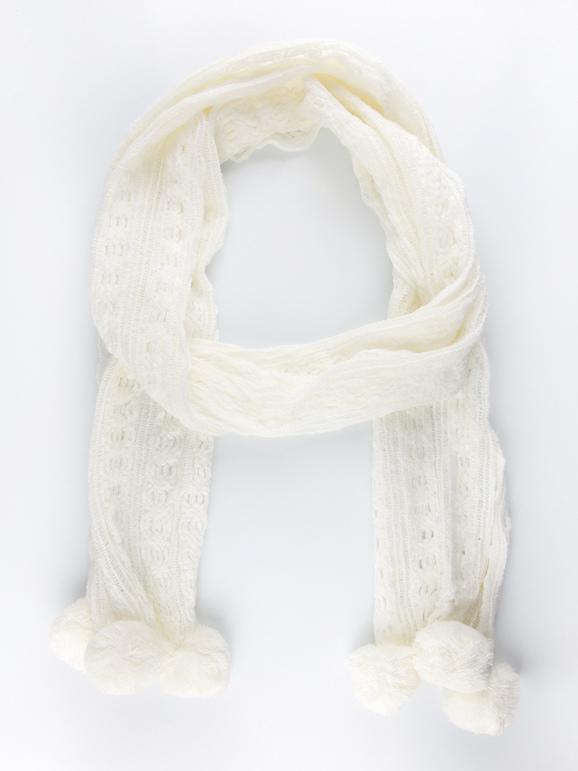 Scarf with perforated pompon
