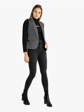 Schwarze Skinny-Jeans für Damen mit hohem Bund