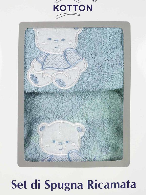 Set 2 asciugamani neonati in spugna