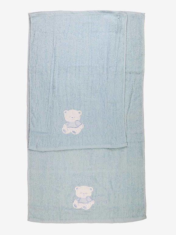 Set 2 asciugamani neonati in spugna