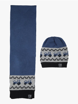 Set da bambino cappello e sciarpa in maglia