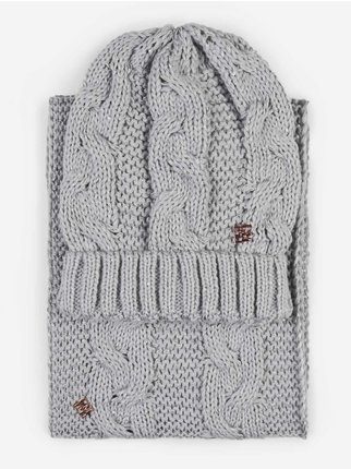 Set girl hat + knitted neck warmer