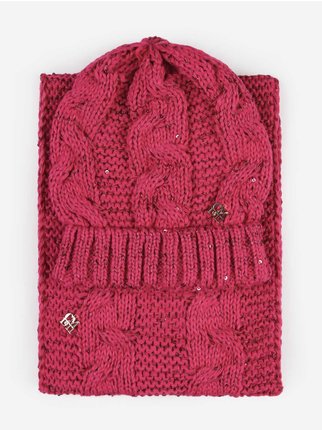 Set girl hat + knitted neck warmer