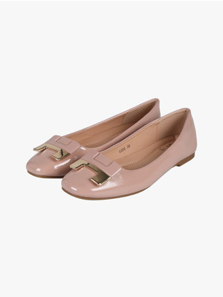 Shiny women's ballet flats with square toe