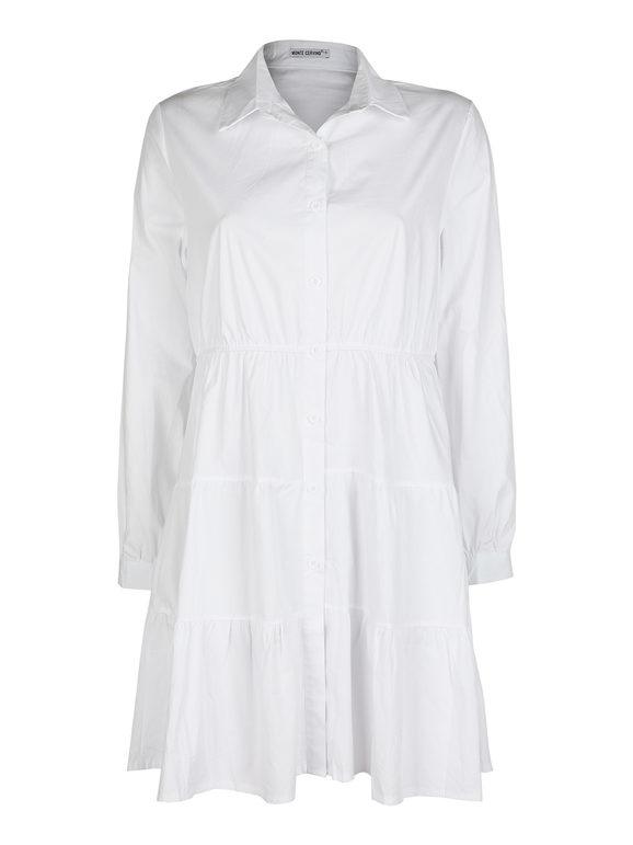 Shirt dress with puff sleeves