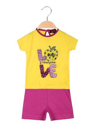 Short baby girl outfit in cotton