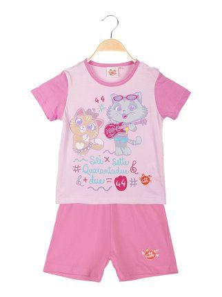 Short baby girl pajamas with print