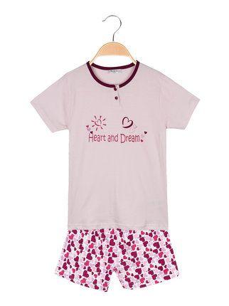 Short cotton pajamas  T-shirt + hearts shorts