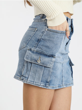 Short denim skirt with big pockets