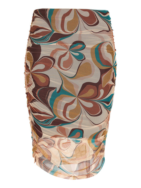 Short draped skirt with print