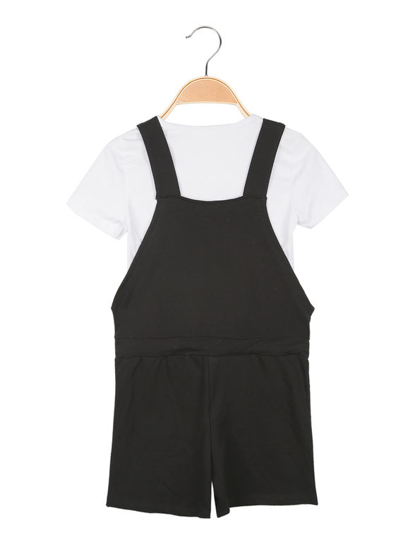 Short dungarees for girls with t-shirt