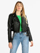 Short faux leather jacket with belt