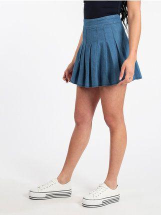 Short jeans-effect full skirt
