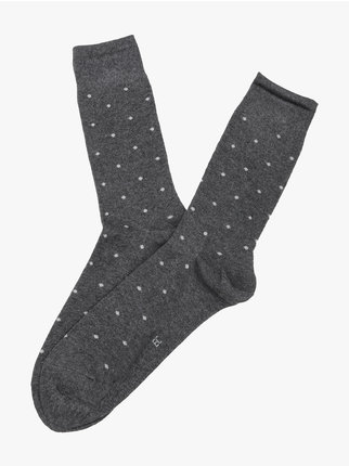 Short men's socks in warm polka dot cotton