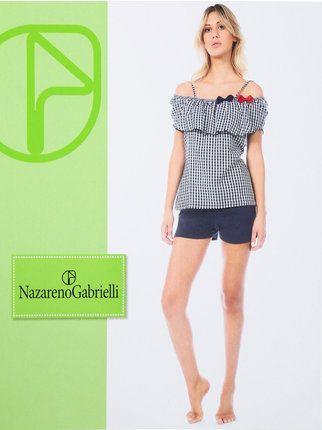 Short pajamas for women with bare shoulders
