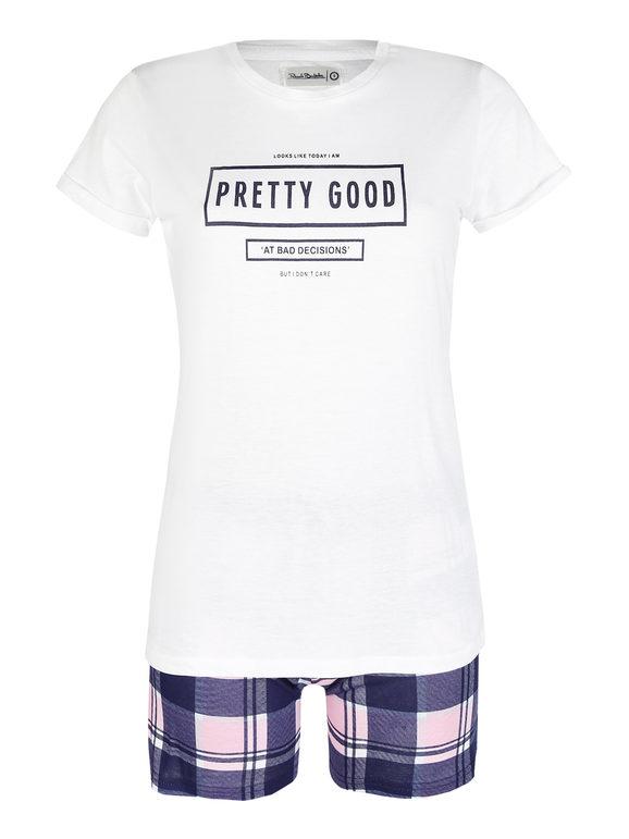 Short pajamas  t-shirt + checked shorts
