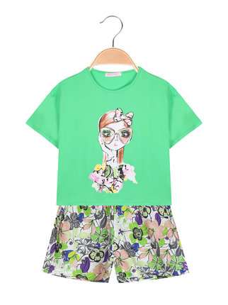 Short set for girl t-shirt + floral shorts