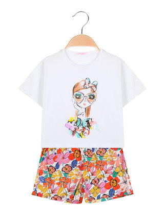 Short set for girl t-shirt + floral shorts