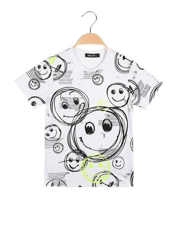 Short-sleeved boy's T-shirt with smiley face