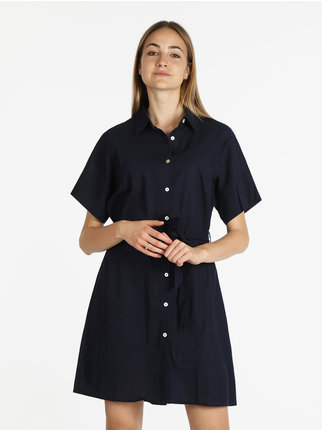 Short-sleeved cotton shirt dress