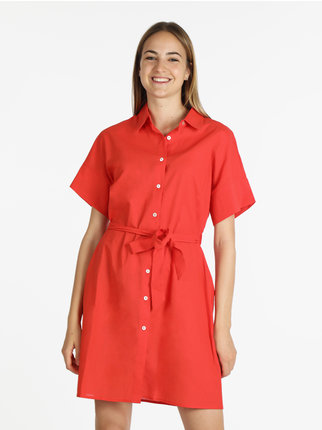Short sleeved cotton shirt dress
