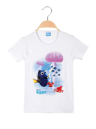Short-sleeved girl's T-shirt with print