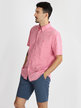Short-sleeved men's linen blend shirt