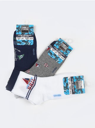 Short socks for children, pack of 3 pairs