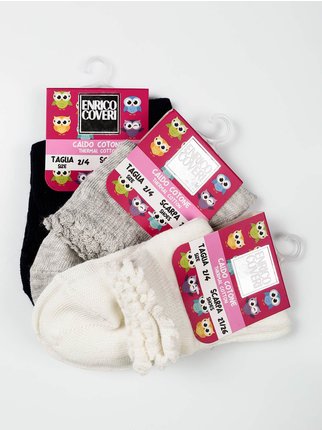 Short socks for girls in warm cotton  3 pairs