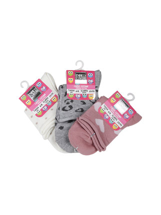 Short socks for girls in warm cotton. Pack of 3 pairs