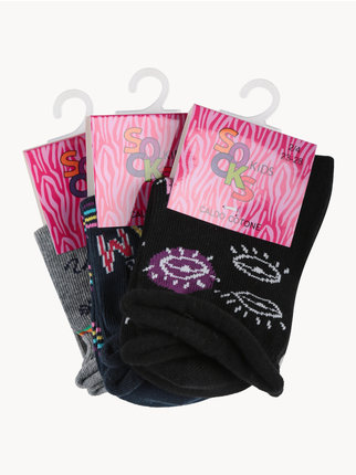 Short socks for girls, pack of 3 pairs