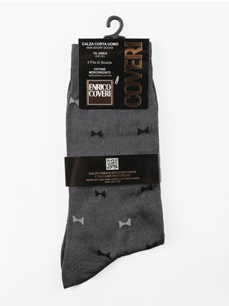 Short socks for men with bow tie print