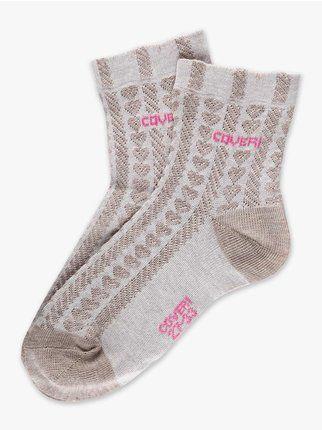 Short socks with heart embroidery