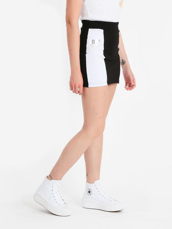 Short two-tone cotton skirt