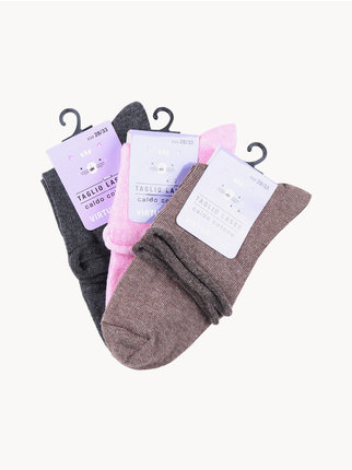 Short warm cotton socks for girls, pack of 3 pairs