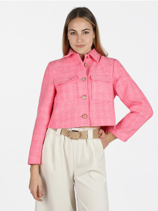 Short women's jacket with decorated buttons