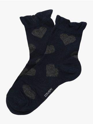 short women's sock with hearts